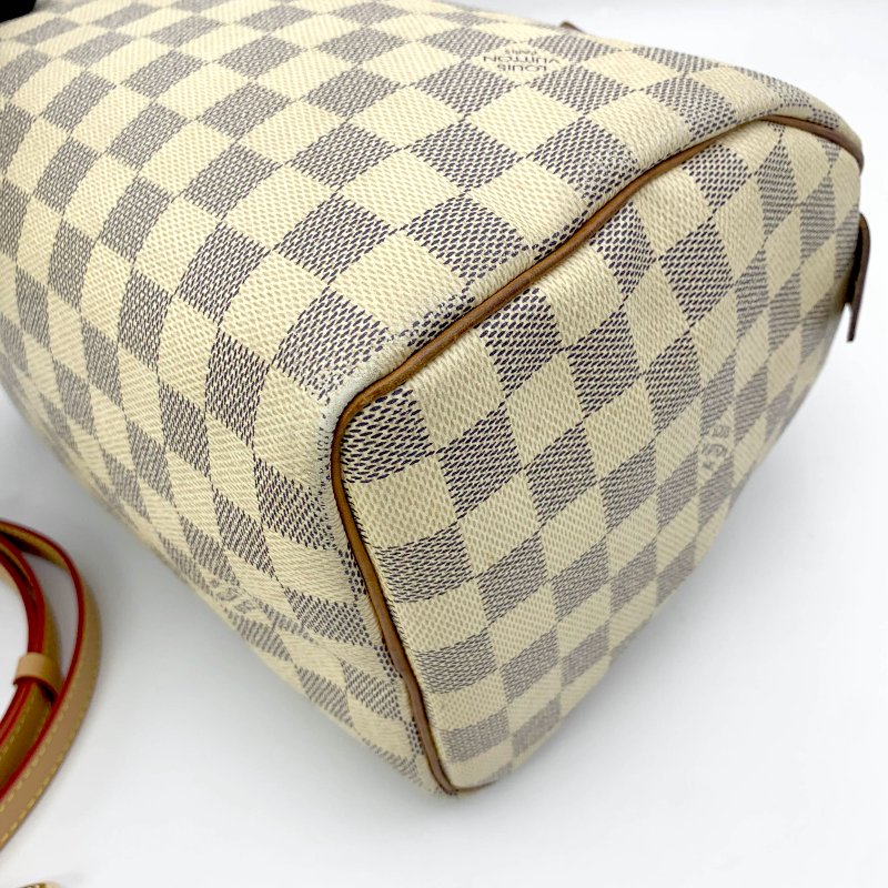 Louis Vuitton 經典白棋盤 speedy 25，LV路易威登，波士頓包，側背包，二手真品，現貨，免運-25