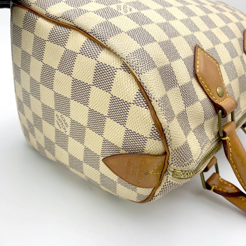 Louis Vuitton 經典白棋盤 speedy 25，LV路易威登，波士頓包，側背包，二手真品，現貨，免運-26