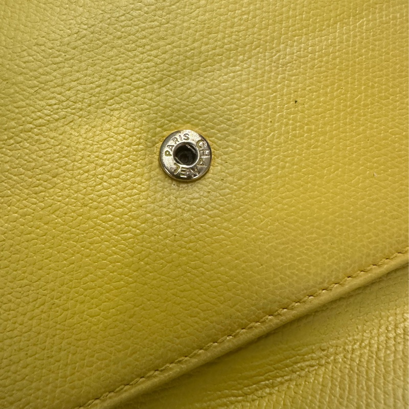香奈兒 CHANEL 黃色皮革長夾-3