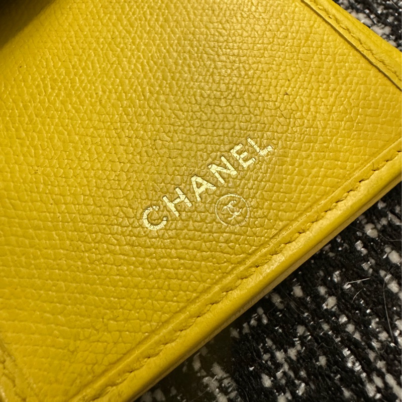 香奈兒 CHANEL 黃色皮革長夾-4