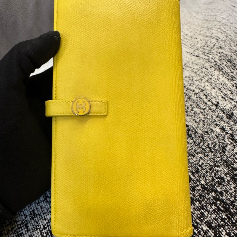香奈兒 CHANEL 黃色皮革長夾-5