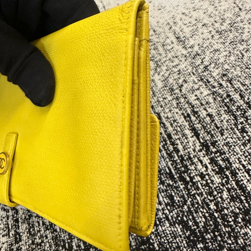 香奈兒 CHANEL 黃色皮革長夾-8