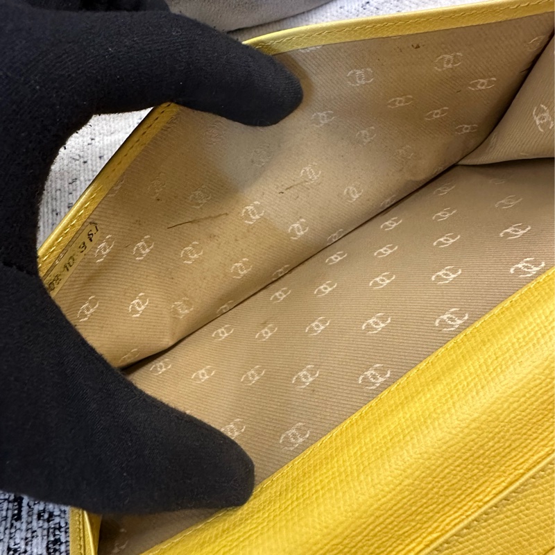 香奈兒 CHANEL 黃色皮革長夾-13