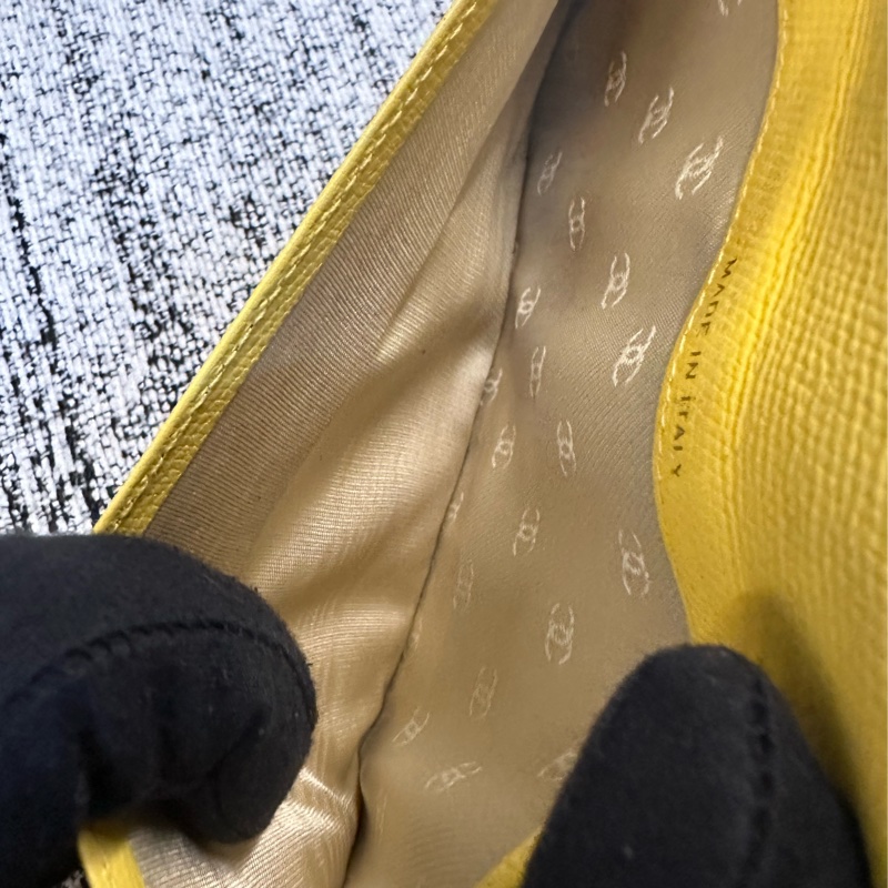 香奈兒 CHANEL 黃色皮革長夾-15