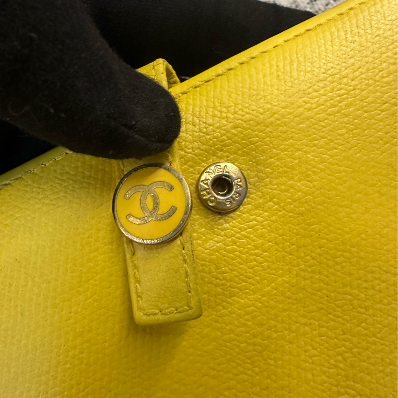 香奈兒 CHANEL 黃色皮革長夾-17