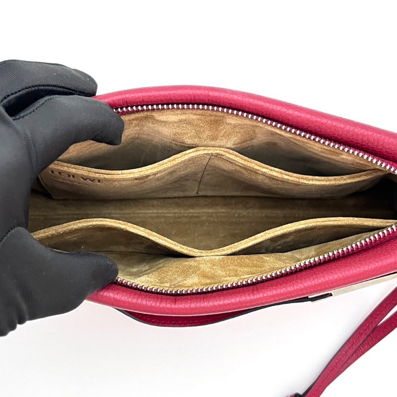 LOEWE 紅銀 Missy小號牛皮肩背手提包27*14.5*5 98新配件塵袋-2