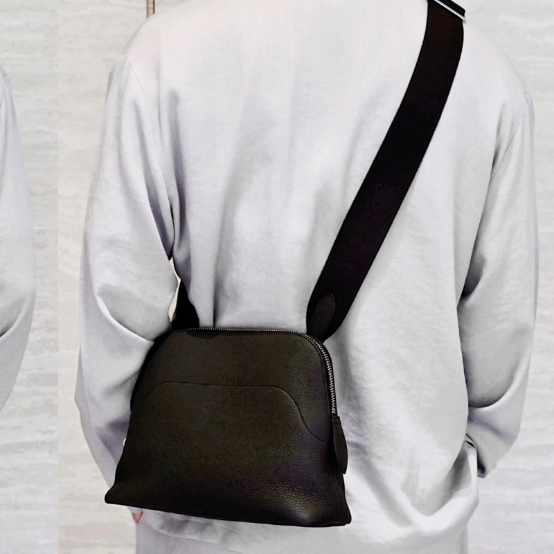 HERMES Bolide Messenger石板灰銀扣肩背斜背郵差包26*20*9 全新閒置配件塵袋鑰匙鎖-0