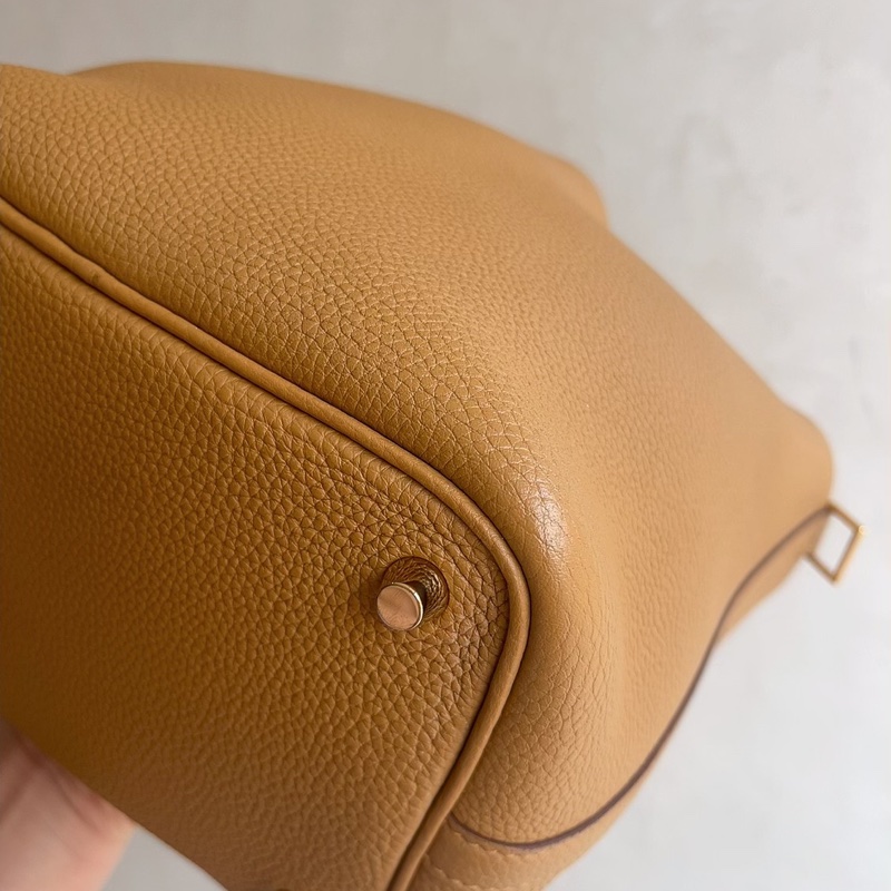 98新 愛馬仕Hermes菜籃子18芝麻色金扣Y刻Tc皮-7