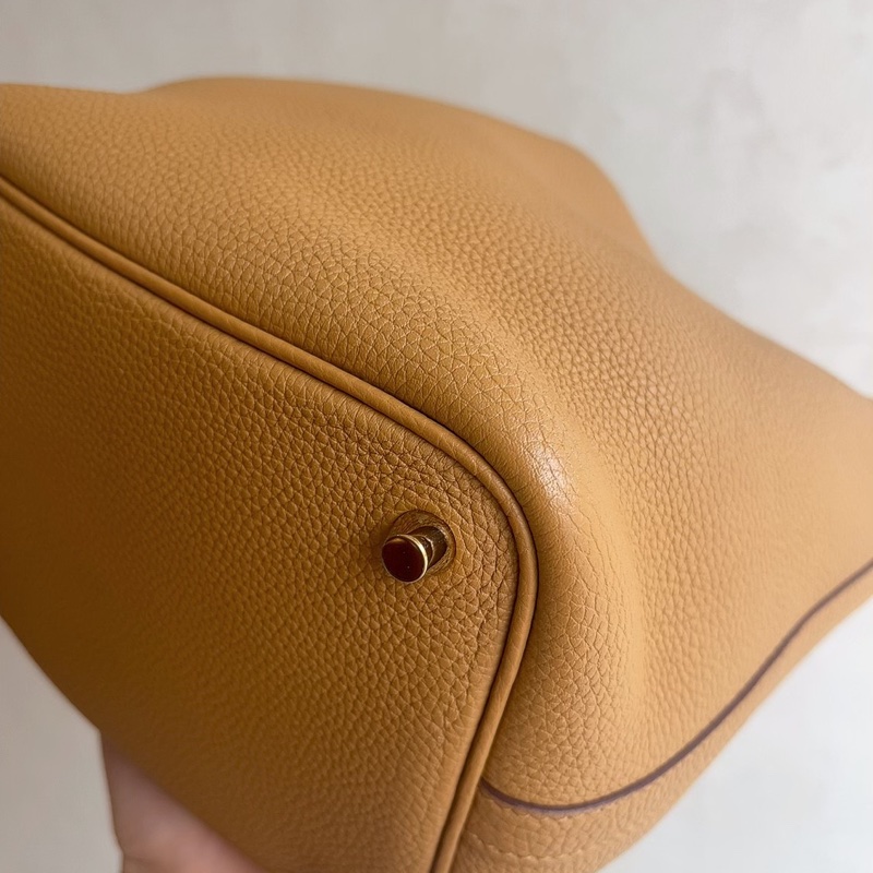 98新 愛馬仕Hermes菜籃子18芝麻色金扣Y刻Tc皮-13