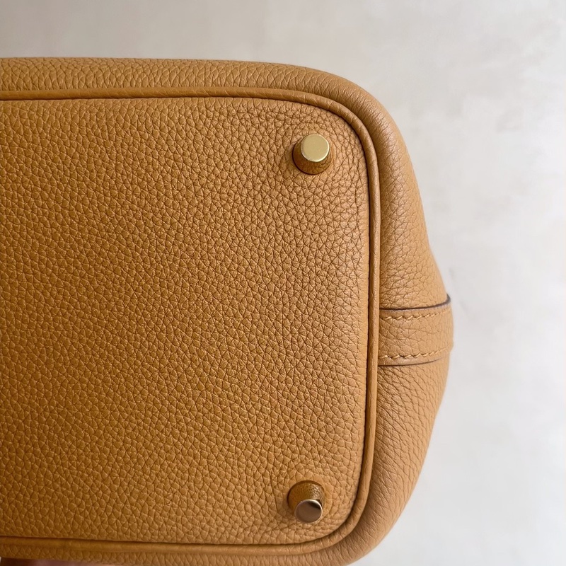 98新 愛馬仕Hermes菜籃子18芝麻色金扣Y刻Tc皮-14
