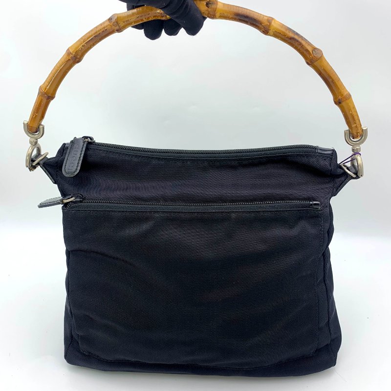Gucci Black Bamboo 竹節帆布包，古馳，手提包，逛街包，單肩包，真品，正品，現貨，免運-0