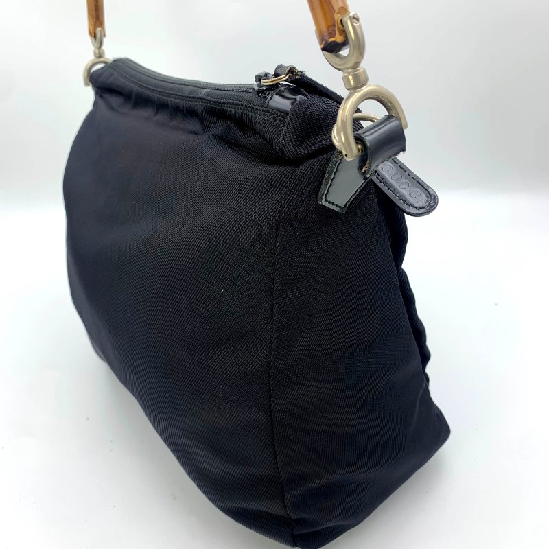 Gucci Black Bamboo 竹節帆布包，古馳，手提包，逛街包，單肩包，真品，正品，現貨，免運-4