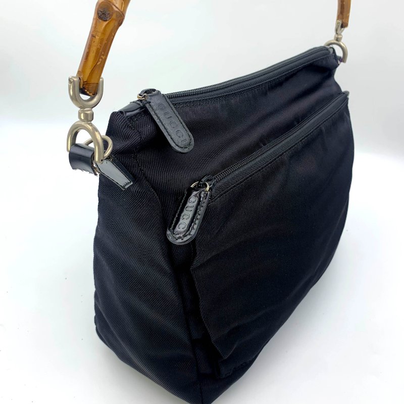 Gucci Black Bamboo 竹節帆布包，古馳，手提包，逛街包，單肩包，真品，正品，現貨，免運-5