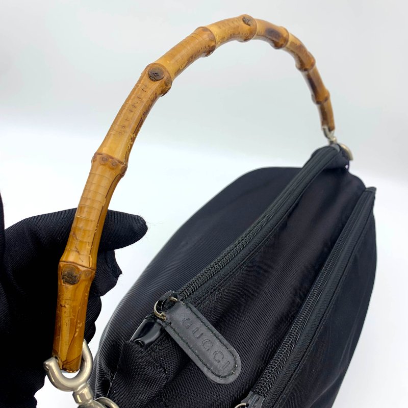 Gucci Black Bamboo 竹節帆布包，古馳，手提包，逛街包，單肩包，真品，正品，現貨，免運-8