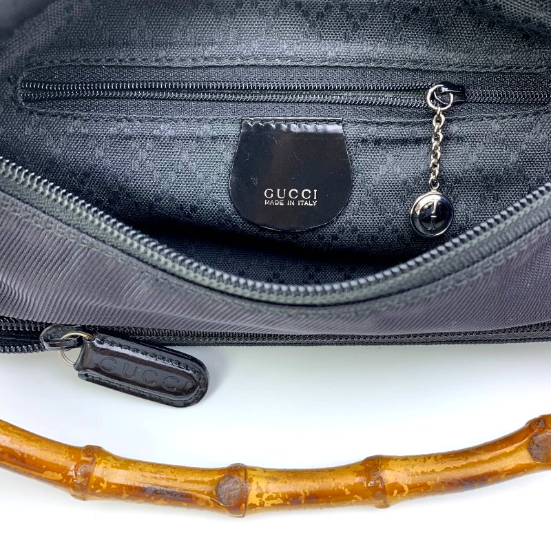 Gucci Black Bamboo 竹節帆布包，古馳，手提包，逛街包，單肩包，真品，正品，現貨，免運-11