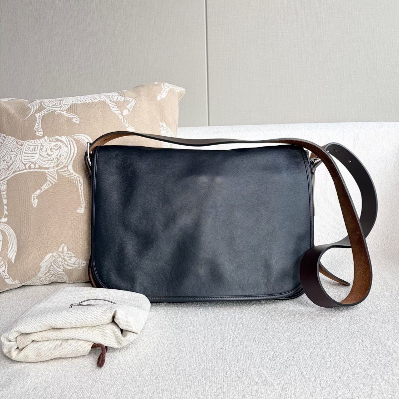 Hermes Barda系列郵差包 藍黑色 銀扣 Swife皮33*30*5 9新配件塵袋-1