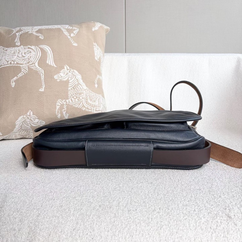 Hermes Barda系列郵差包 藍黑色 銀扣 Swife皮33*30*5 9新配件塵袋-4