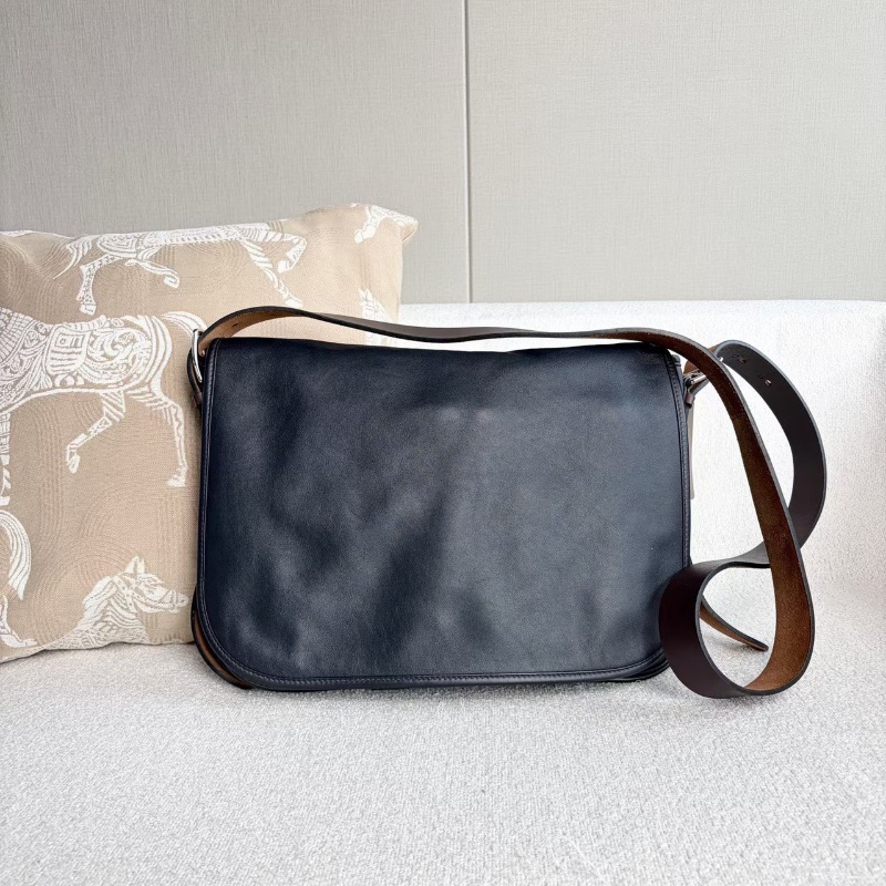 Hermes Barda系列郵差包 藍黑色 銀扣 Swife皮33*30*5 9新配件塵袋-6