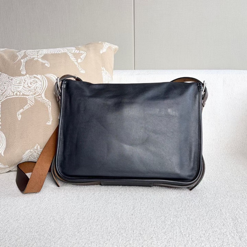 Hermes Barda系列郵差包 藍黑色 銀扣 Swife皮33*30*5 9新配件塵袋-7