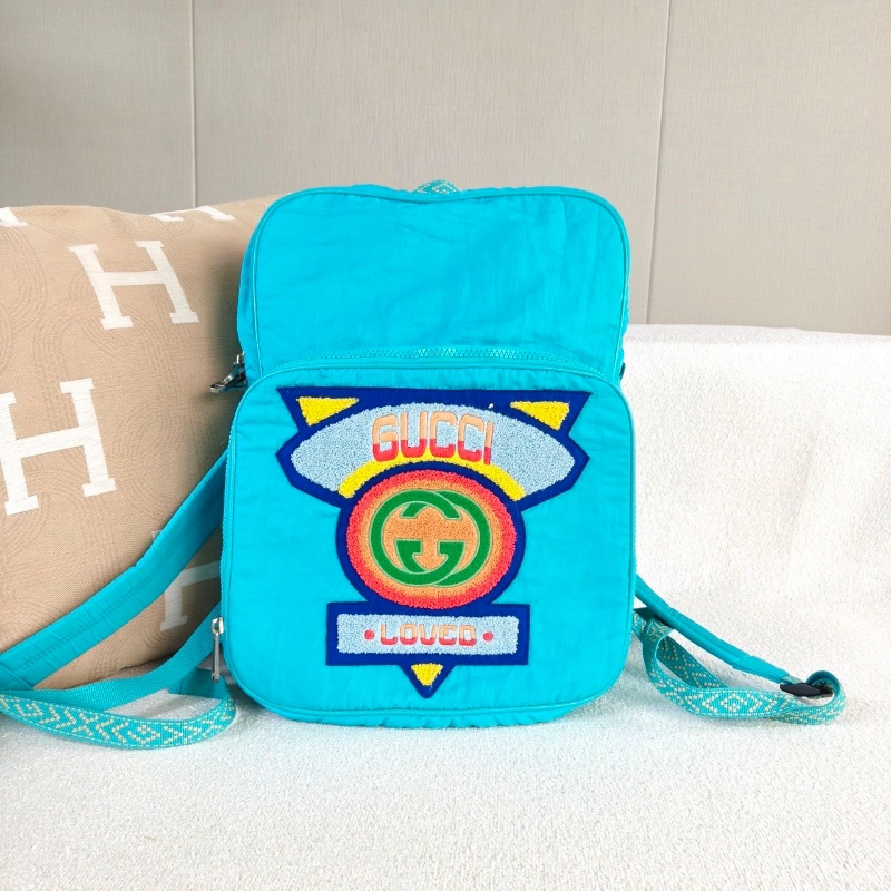 Gucci 限量彩虹徽章拼接後背包40*30*12  99新配件塵袋-1