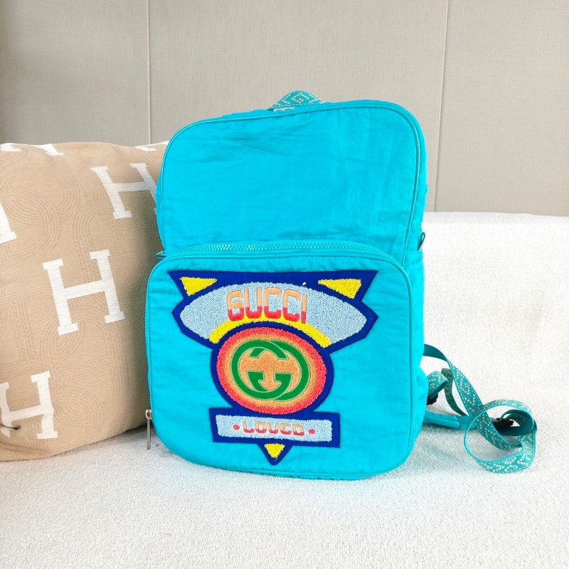 Gucci 限量彩虹徽章拼接後背包40*30*12  99新配件塵袋-3