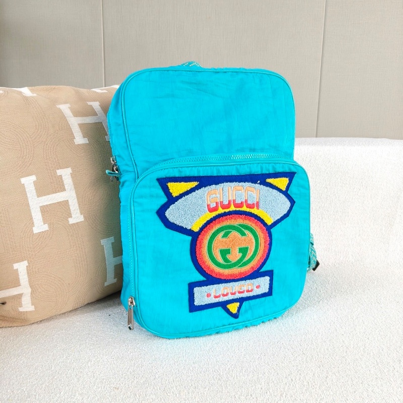 Gucci 限量彩虹徽章拼接後背包40*30*12  99新配件塵袋-5