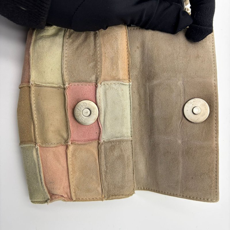 香奈兒中古方塊拼接布面鏈條包-3