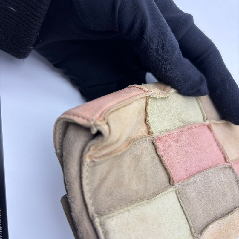 香奈兒中古方塊拼接布面鏈條包-9