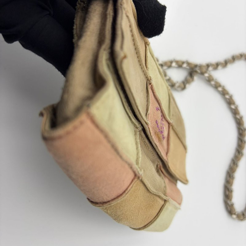 香奈兒中古方塊拼接布面鏈條包-10