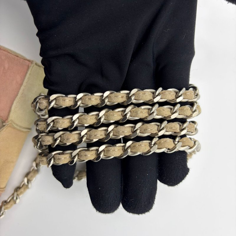 香奈兒中古方塊拼接布面鏈條包-17