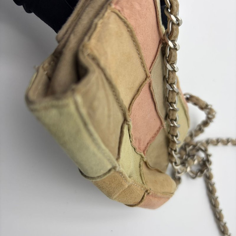 香奈兒中古方塊拼接布面鏈條包-21