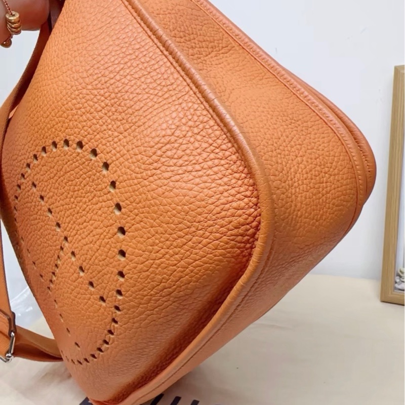 愛馬仕/Hermes Evelyne 伊芙琳 尺寸29 框N 愛馬仕橙 銀扣 底長29-7