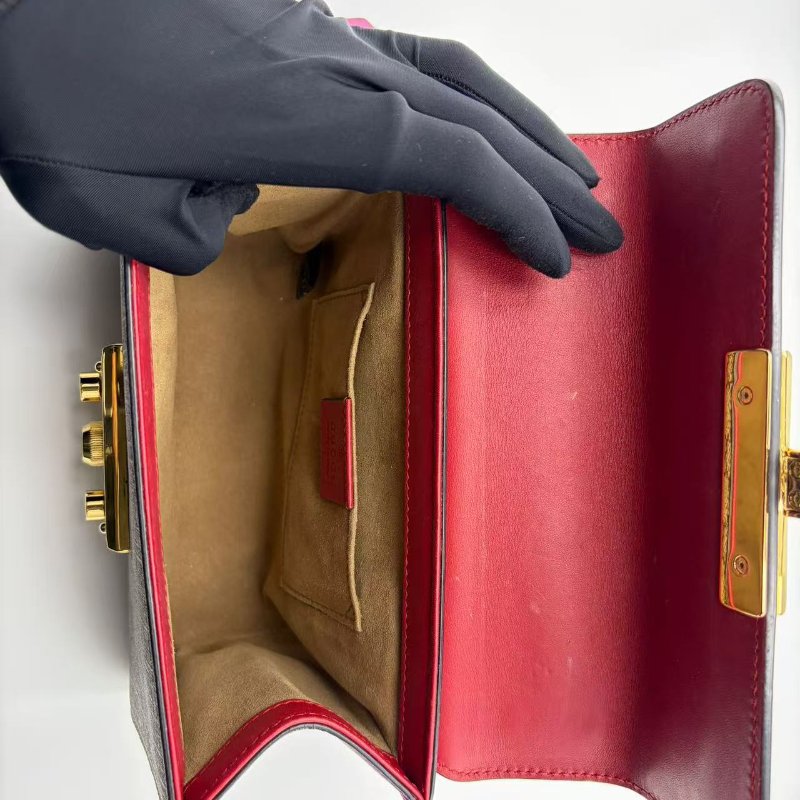 古馳 Padlock 系列小號拼色鏈條包-15