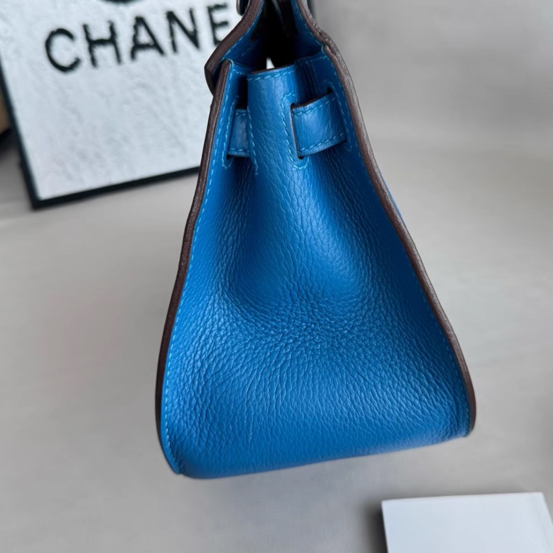 Hermes 愛馬仕 Jypsiere 吉普賽 28 藍色Togo皮銀扣單肩包斜挎包 底長28 框O刻-1