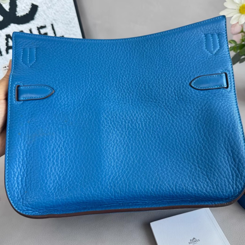 Hermes 愛馬仕 Jypsiere 吉普賽 28 藍色Togo皮銀扣單肩包斜挎包 底長28 框O刻-2