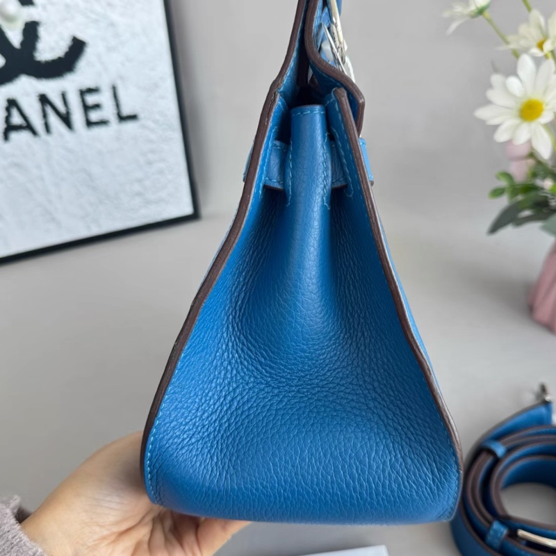 Hermes 愛馬仕 Jypsiere 吉普賽 28 藍色Togo皮銀扣單肩包斜挎包 底長28 框O刻-3