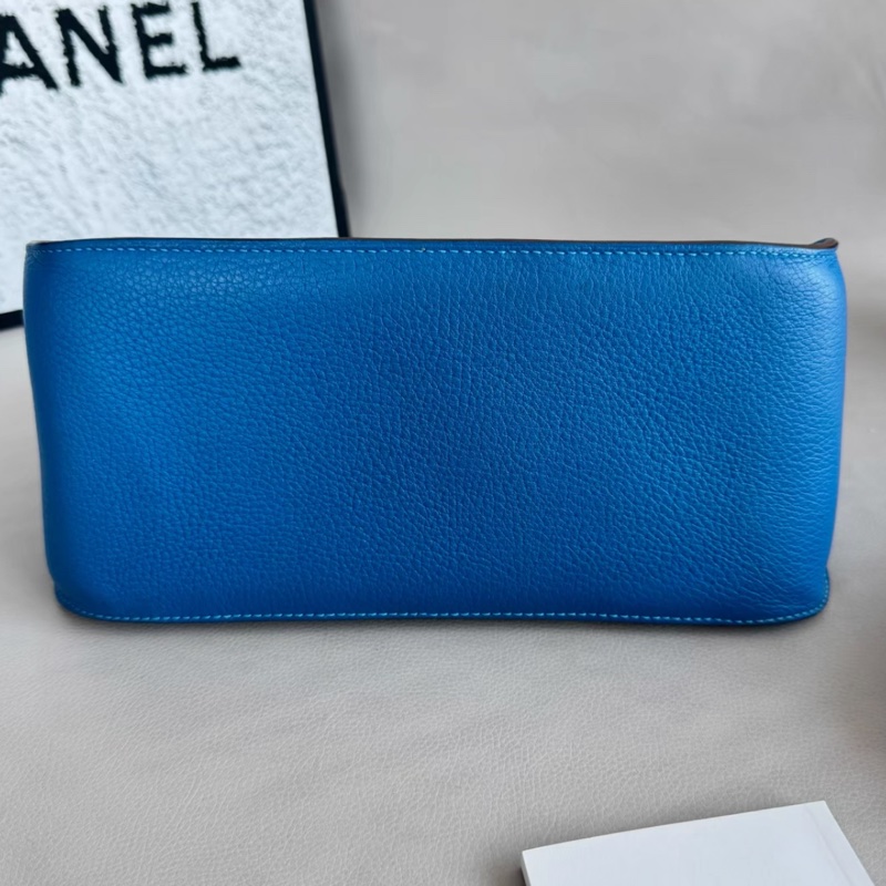 Hermes 愛馬仕 Jypsiere 吉普賽 28 藍色Togo皮銀扣單肩包斜挎包 底長28 框O刻-4