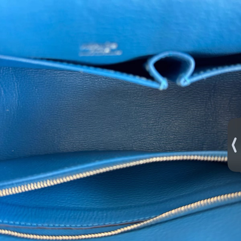 Hermes 愛馬仕 Jypsiere 吉普賽 28 藍色Togo皮銀扣單肩包斜挎包 底長28 框O刻-8