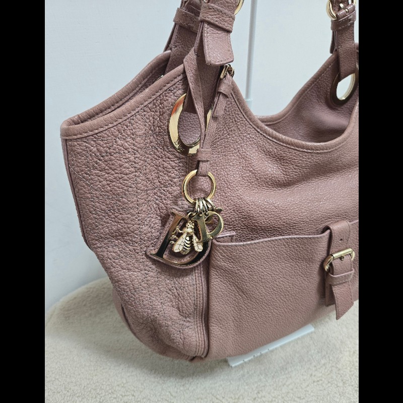 Dior 迪奧 Bee 蜜蜂系列 Hobo 肩背包 氣質玫瑰粉 附原廠標籤-2