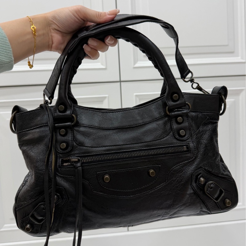 BALENCIAGA 巴黎世家 city first 黑色 機車包 斜背包 側背包 肩背包 手提包-0