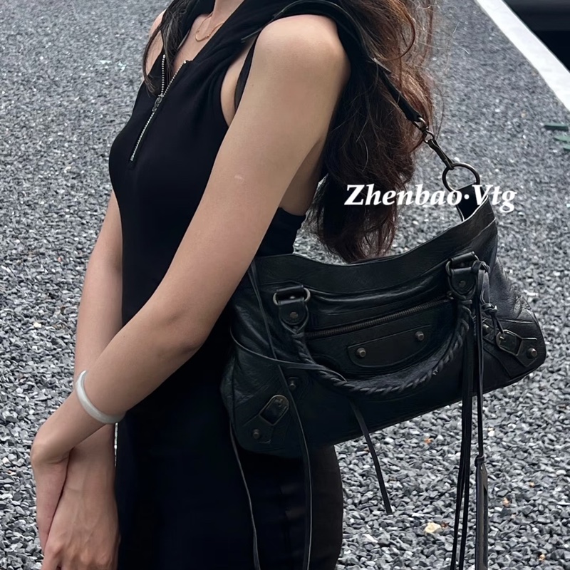 BALENCIAGA 巴黎世家 city first 黑色 機車包 斜背包 側背包 肩背包 手提包-3