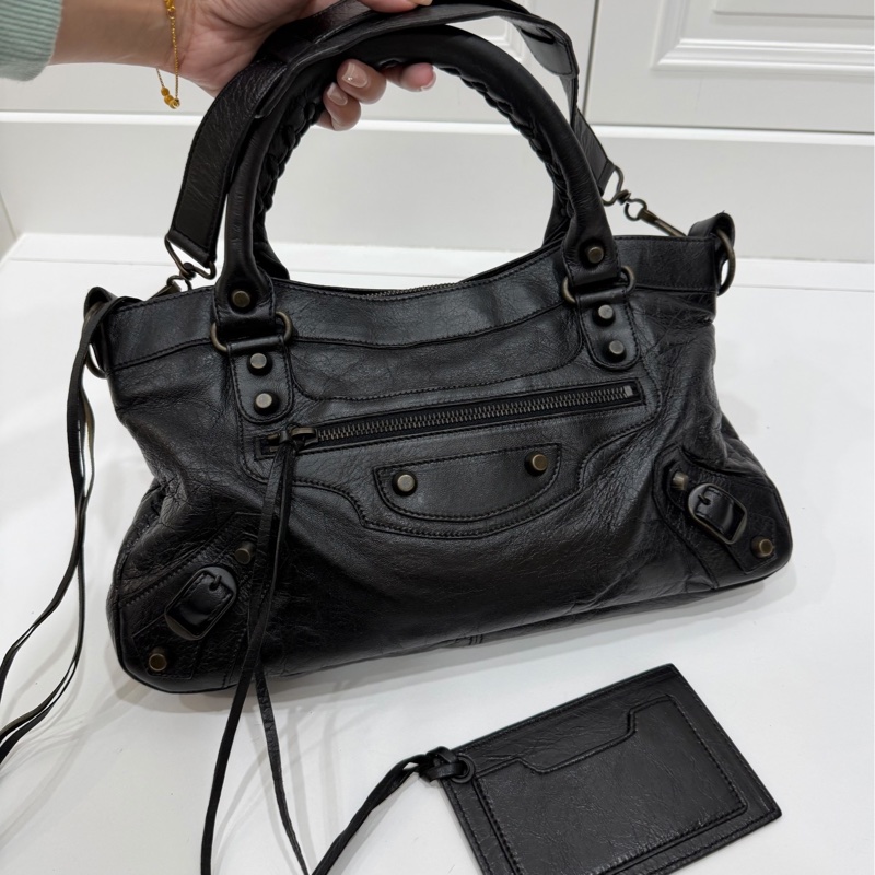 BALENCIAGA 巴黎世家 city first 黑色 機車包 斜背包 側背包 肩背包 手提包-9