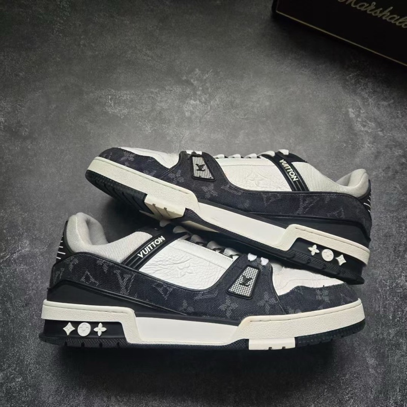LOUIS VUITTON 路易威登 LV TRAINER 黑白牛仔 9碼/43碼-4
