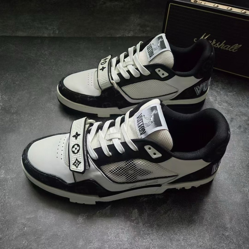 LOUIS VUITTON 路易威登 LV TRAINER 黑白牛仔魔術貼 10碼/44碼-0