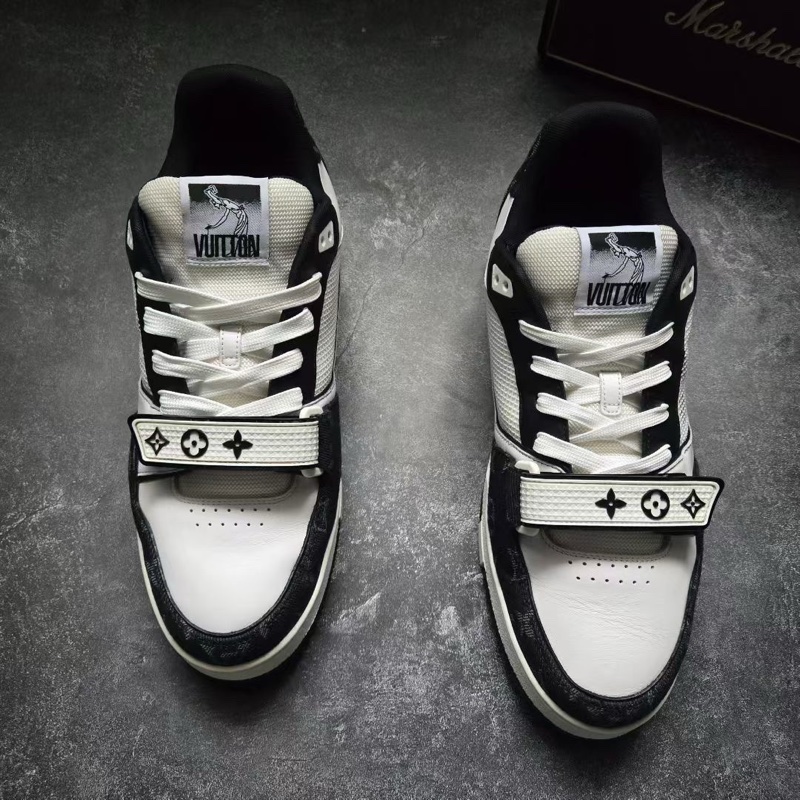 LOUIS VUITTON 路易威登 LV TRAINER 黑白牛仔魔術貼 10碼/44碼-1