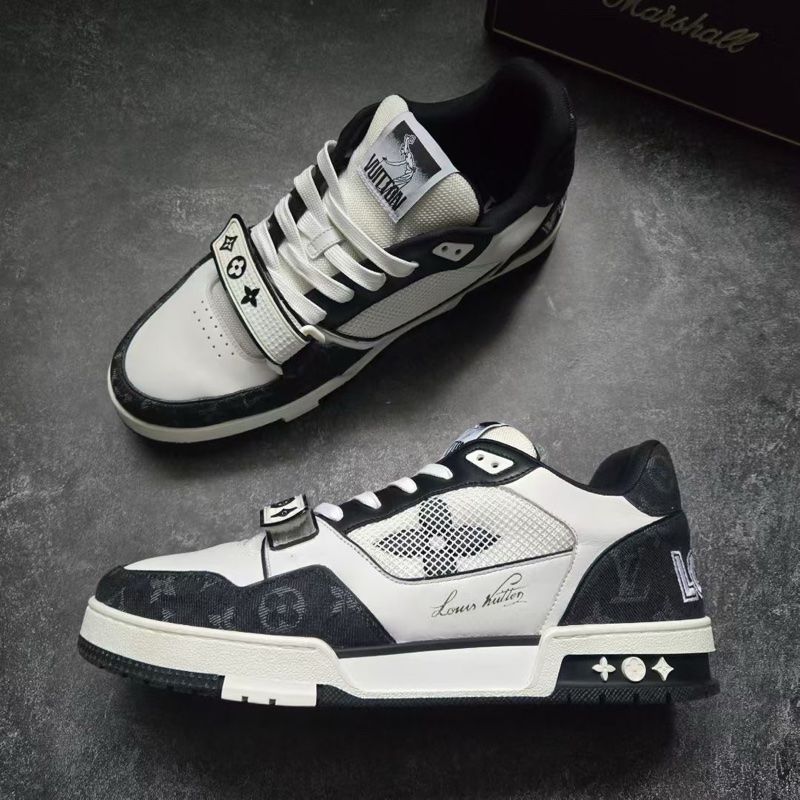 LOUIS VUITTON 路易威登 LV TRAINER 黑白牛仔魔術貼 10碼/44碼-2