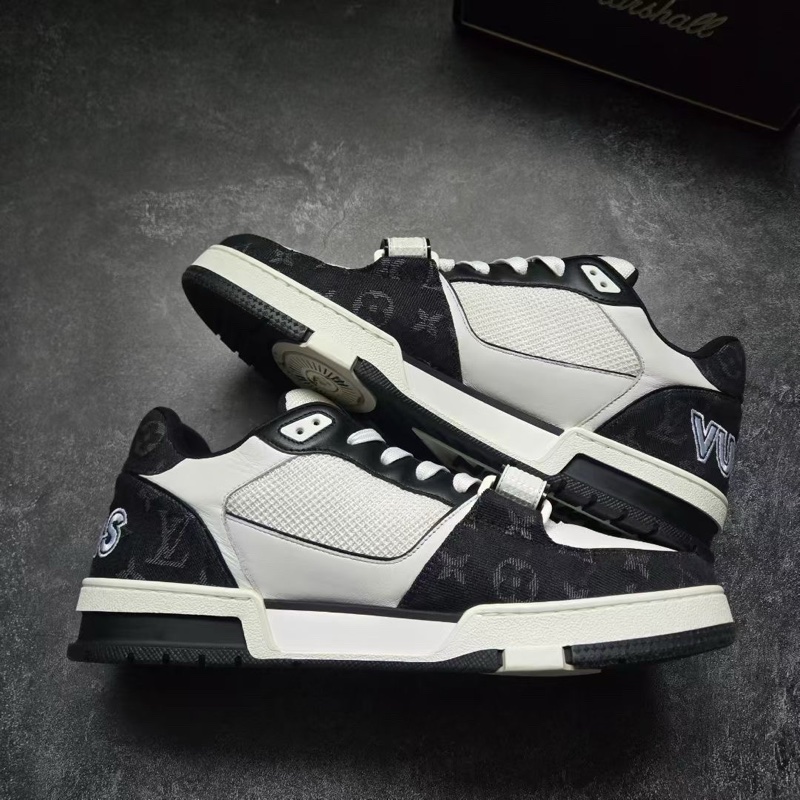 LOUIS VUITTON 路易威登 LV TRAINER 黑白牛仔魔術貼 10碼/44碼-5