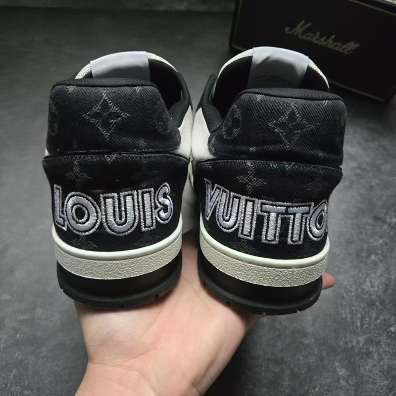 LOUIS VUITTON 路易威登 LV TRAINER 黑白牛仔魔術貼 10碼/44碼-6