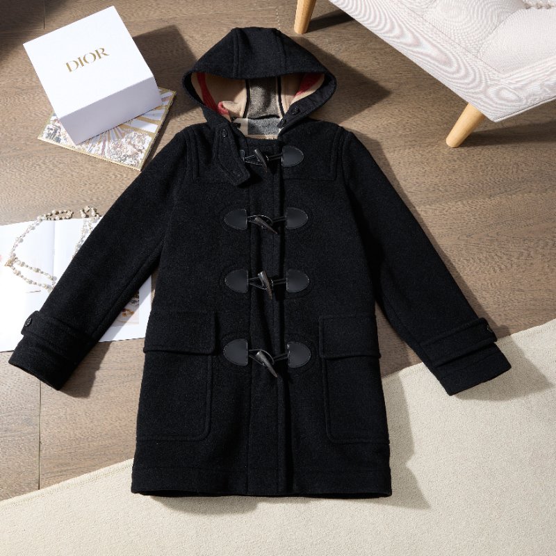 ❤️BURBERRY 經典黑色 牛角釦長大衣-0