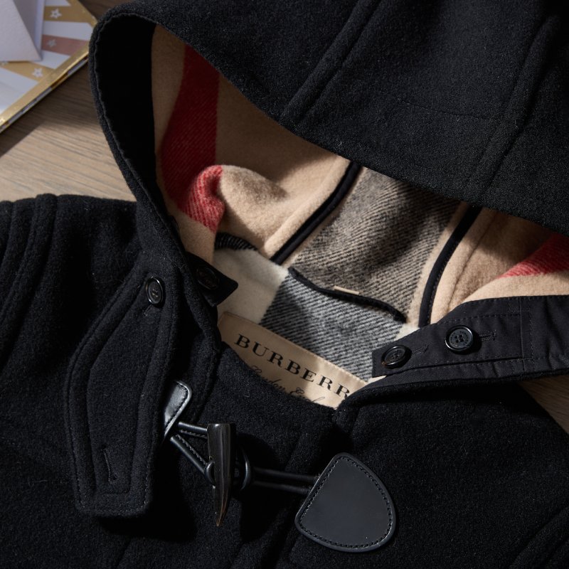 ❤️BURBERRY 經典黑色 牛角釦長大衣-1